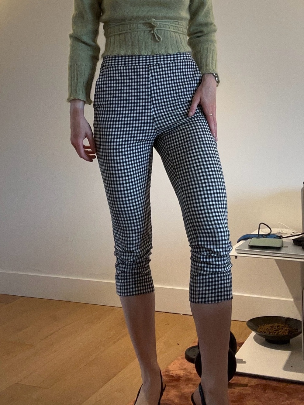 I Black and White Gingham capris